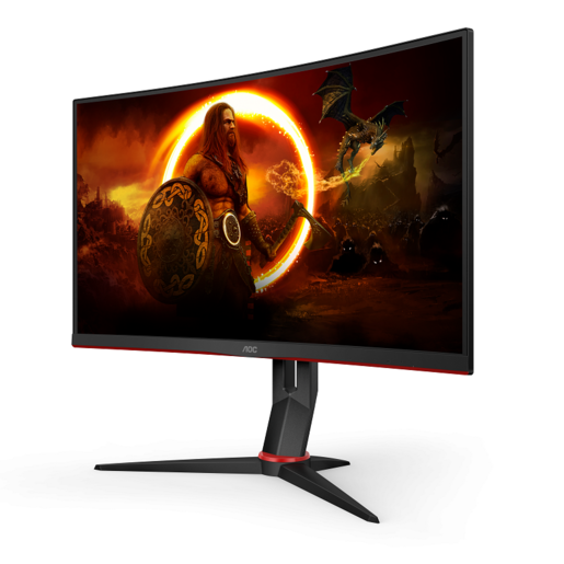 AOC monitor C24G2U/BK Gaming Curved, FULL HD 1920x1080, 23,6 VA, 250 cd/m2, AMD FreeSync Premium, VGA, HDMI, DP, USBhub, Zvučnici, 165Hz, 1ms