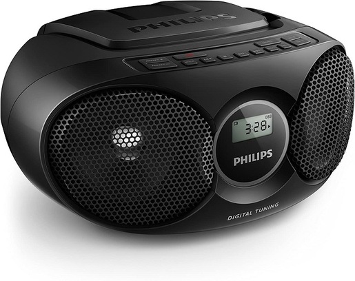 Philips RADIO CD AZ215B/12, CD-R, CD-RW, FM Antena, RMS 3W, Napajanje AC ili baterije, Crni