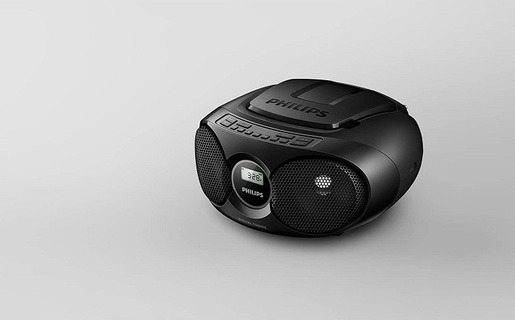 Philips RADIO CD AZ215B/12, CD-R, CD-RW, FM Antena, RMS 3W, Napajanje AC ili baterije, Crni