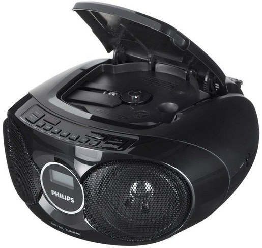 Philips RADIO CD AZ215B/12, CD-R, CD-RW, FM Antena, RMS 3W, Napajanje AC ili baterije, Crni
