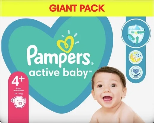 Pampers Active baby pelene S4+ / 10 15 kg / 82 kom