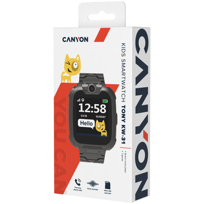 CANYON Tony dječiji pametni sat CNE-KW31BB, Mirco SIM card, Crni