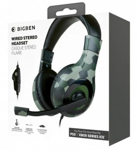 Bigben stereo gaming slušalice PS5 40mm speakers, 3.5mm jack Cammo