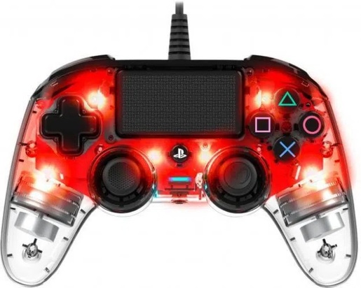 Bigben PS4 Nacon Compact Light Wired Controller prozirno-crveni