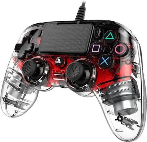 Bigben PS4 Nacon Compact Light Wired Controller prozirno-crveni
