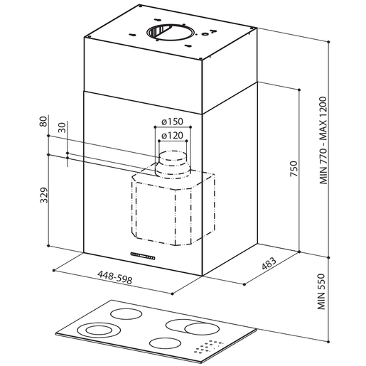 Faber napa Cubia Isola Gloss Plus EV8 WH A60