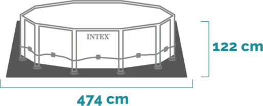 Intex Metal Frame bazen 457 x 122 cm sa pumpom, metalna konstrukcija, merdevine, podloga, prekrivač