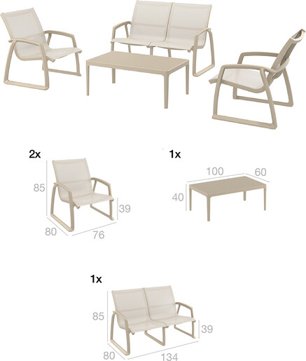 SIESTA Pacific garnitura sa naslonom za ruke - bež