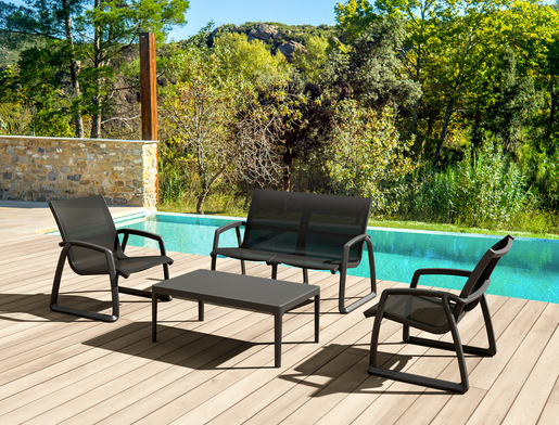 SIESTA Pacific garnitura sa naslonom za ruke - crna