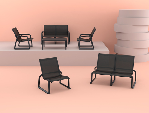 SIESTA Pacific garnitura sa naslonom za ruke - crna