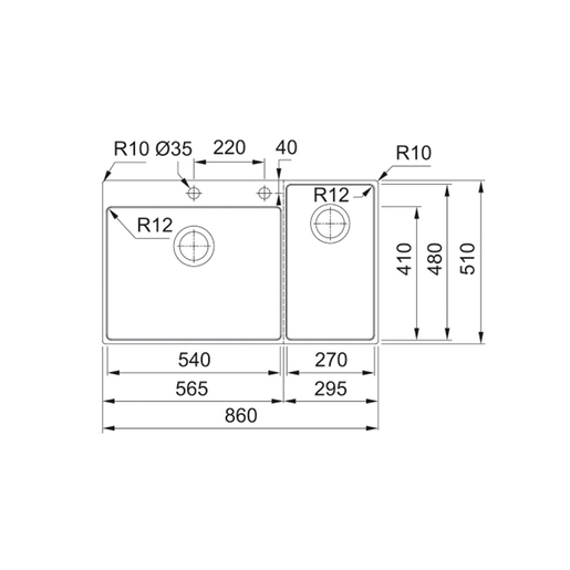Franke sudoper BWX 220-54-27 desni / inox