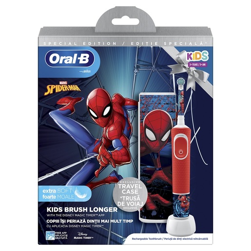 Oral-B električna četkica za zube D100 Spiderman + TC