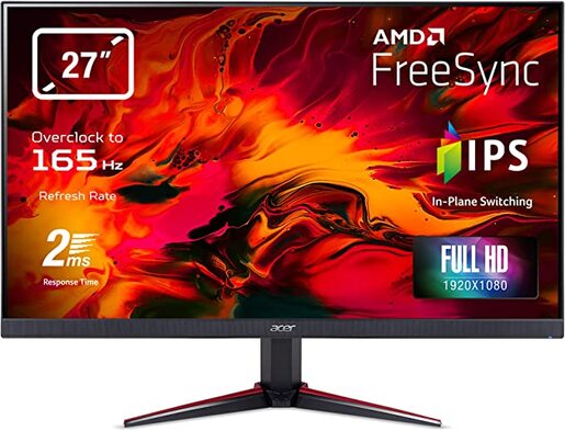 Acer monitor Nitro VG0 VG270 S Gaming, FULL HD 1920x1080, 27 IPS, 250 cd/m2, AMD FreeSync, HDR10, Zvučnici 2x2W, HDMI, DP, 165Hz, 2ms