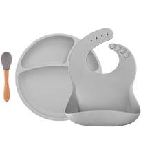 Minikoioi set za jelo s tanjirom II / sivi