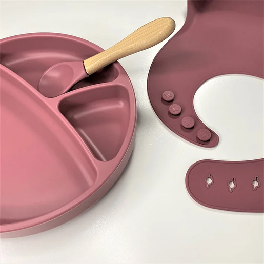 Minikoioi set za jelo s tanjirom II / sivi