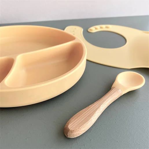 Minikoioi set za jelo s tanjirom II / sivi