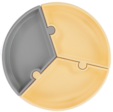 Minikoioi puzzle tanjir / žuto - sivi