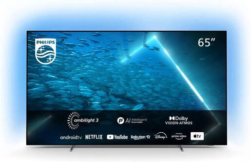 PHILIPS OLED televizor 65OLED707/12, 4K Ultra HD, Android, Smart TV, Ambilight, P5 AI Perfect Picture Engine, Micro Dimming Perfect, Srebreni   **MODEL 2022**