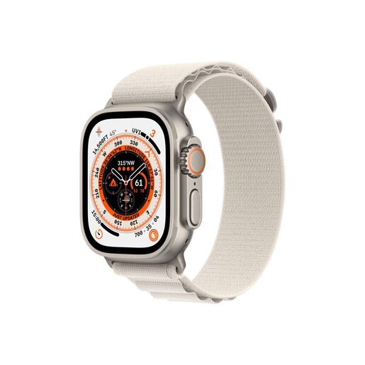 Apple Watch Ultra Cellular 49mm, Titanium Case, Starlight Alpine Loop - Large