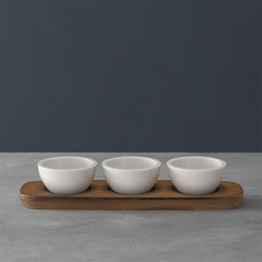 Villeroy & Boch set zdjelica za umake Artesano Original 4/1, porculan i drvo / 1041309023
