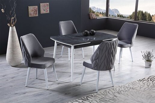 Mymassa trpezarijski sto Toskana / siva ploča, bijele nogare