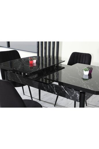 Mymassa trpezarijski sto Trend Bendir /siva ploča, crne nogare