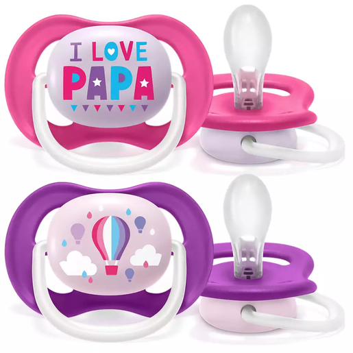 PHILIPS AVENT duda varalica ultra air girl 6-18m / I love papa i balon / 2 komada / SCF080/04