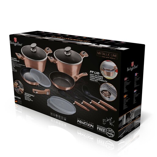 Berlinger Haus set posuđa + set kuhinjskih pomagala Metalic Line Rose Gold Edition 13/1 BH7058