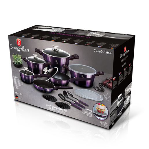 Berlinger Haus set posuđa + set kuhinjskih pomagala Purple Eclipse Collection 18/1 BH7145