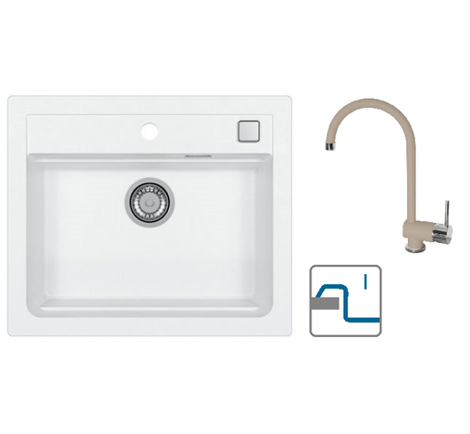 Alveus sudoper Atrox 30 / bijeli G11 + česma Arc 110 / terra G22 / ugradnja u ploču (I)