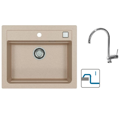 Alveus sudoper Atrox 30 / terra G22 + česma Arc 110 / CHR / ugradnja u ploču (I)