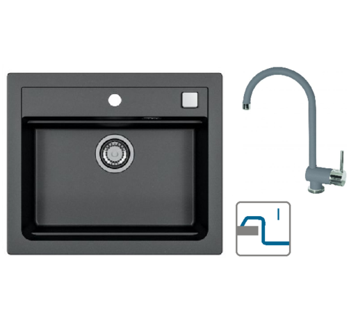 Alveus sudoper Atrox 30 / crni G91 + česma Arc 110 / siva G81 / ugradnja u ploču (I)