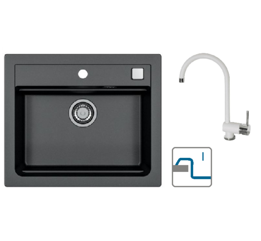 Alveus sudoper Atrox 30 / crni G91 + česma Arc 110 / bijela G11 / ugradnja u ploču (I)