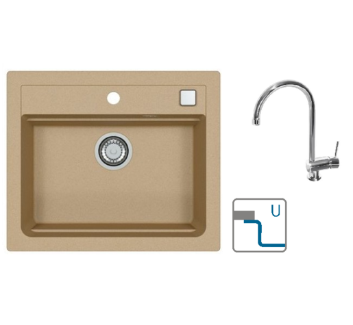 Alveus sudoper Atrox 30 / bež G55 + česma Arc 110 / CHR / podpultna ugradnja (U)