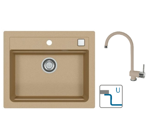 Alveus sudoper Atrox 30 / bež G55 + česma Arc 110 / terra G22 / podpultna ugradnja (U)