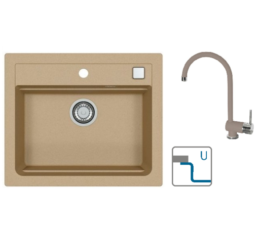 Alveus sudoper Atrox 30 / bež G55 + česma Arc 110 / bež G55 / podpultna ugradnja (U)