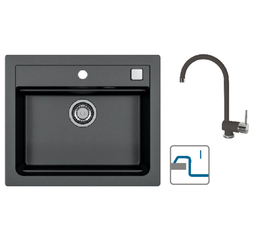 Alveus sudoper Atrox 30 / crni G91 + česma Arc 110 / crna G91 / ugradnja u ploču (I)