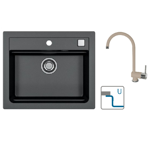 Alveus sudoper Atrox 30 / crni G91 + česma Arc 110 / terra G22 / podpultna ugradnja (U)