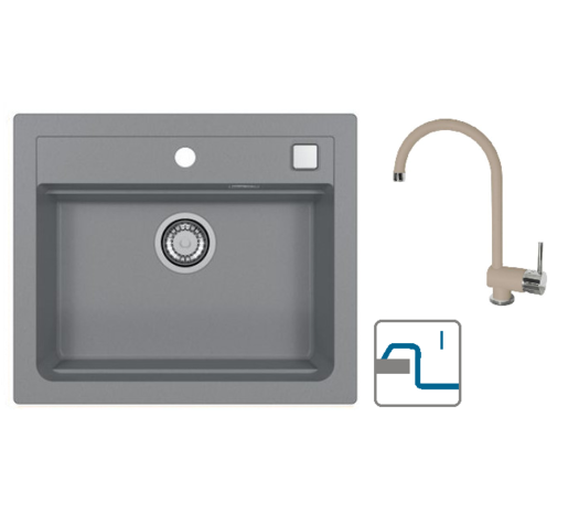 Alveus sudoper Atrox 30 / sivi G81 + česma Arc 110 / terra G22 / ugradnja u ploču (I)