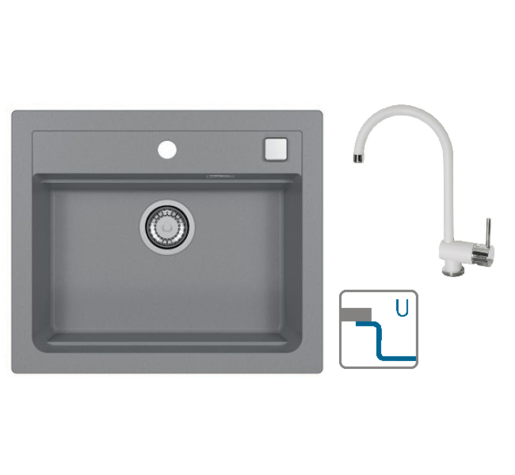 Alveus sudoper Atrox 30 / sivi G81 + česma Arc 110 / bijela G11 / podpultna ugradnja (U)