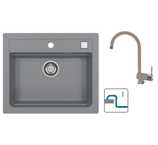 Alveus sudoper Atrox 30 / sivi G81 + česma Arc 110 / bež G55 / ugradnja u ploču (I)