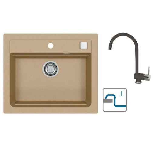 Alveus sudoper Atrox 30 / bež G55 + česma Arc 110 / crna G91 / ugradnja u ploču (I)