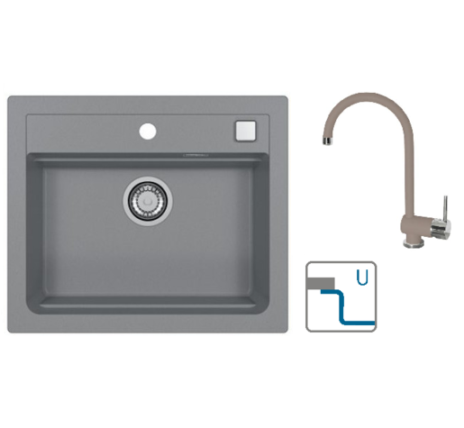 Alveus sudoper Atrox 30 / sivi G81 + česma Arc 110 / bež G55 / podpultna ugradnja (U)