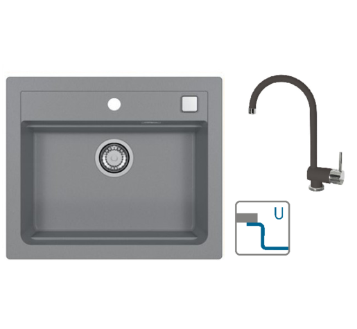 Alveus sudoper Atrox 30 / sivi G81 + česma Arc 110 / crna G91 / podpultna ugradnja (U)