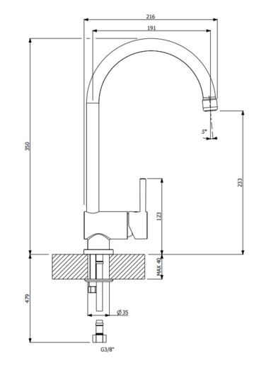 Alveus sudoper Atrox 30 / terra G22 + česma Arc 110 / crna G91 / podpultna ugradnja (U)
