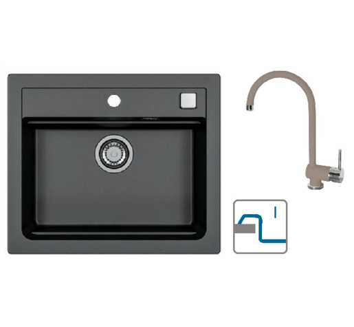 Alveus sudoper Atrox 30 / crni G91 + česma Arc 110 / bež G55 / ugradnja u ploču (I)