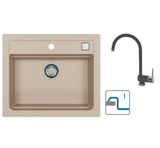 Alveus sudoper Atrox 30 / terra G22 + česma Arc 110 / crna G91 / ugradnja u ploču (I)