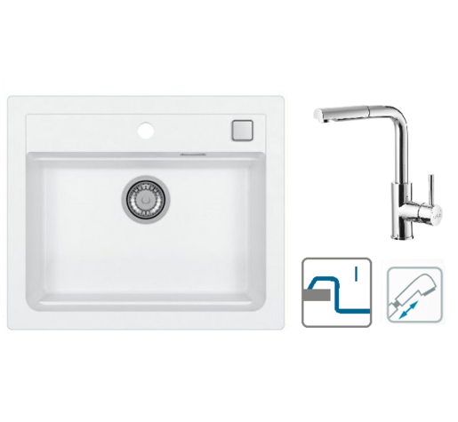 Alveus sudoper Atrox 30 / bijeli G11 + česma Siros P / NIC BR / ugradnja u ploču (I)