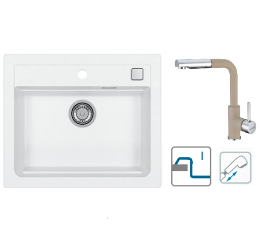 Alveus sudoper Atrox 30 / bijeli G11 + česma Siros P / bež G55 / ugradnja u ploču (I)