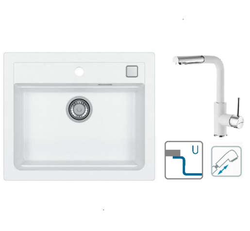 Alveus sudoper Atrox 30 / bijeli G11 + česma Siros P / bijela G11 / podpultna ugradnja (U)